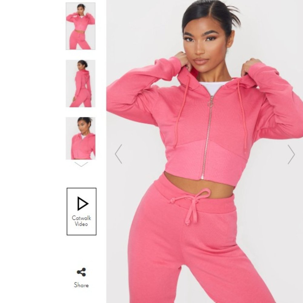 NWT - HOT PINK ZIP UP BUSTIER HOODIE - 6